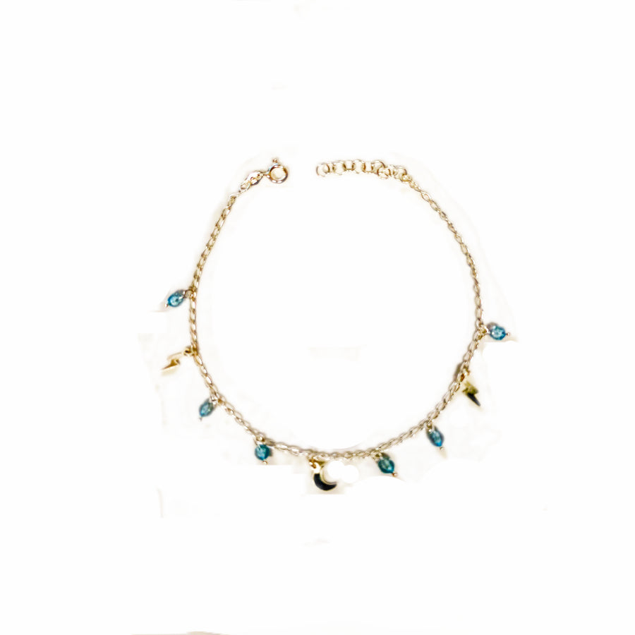 Tobillera de plata con chatones-Mooncolors.es