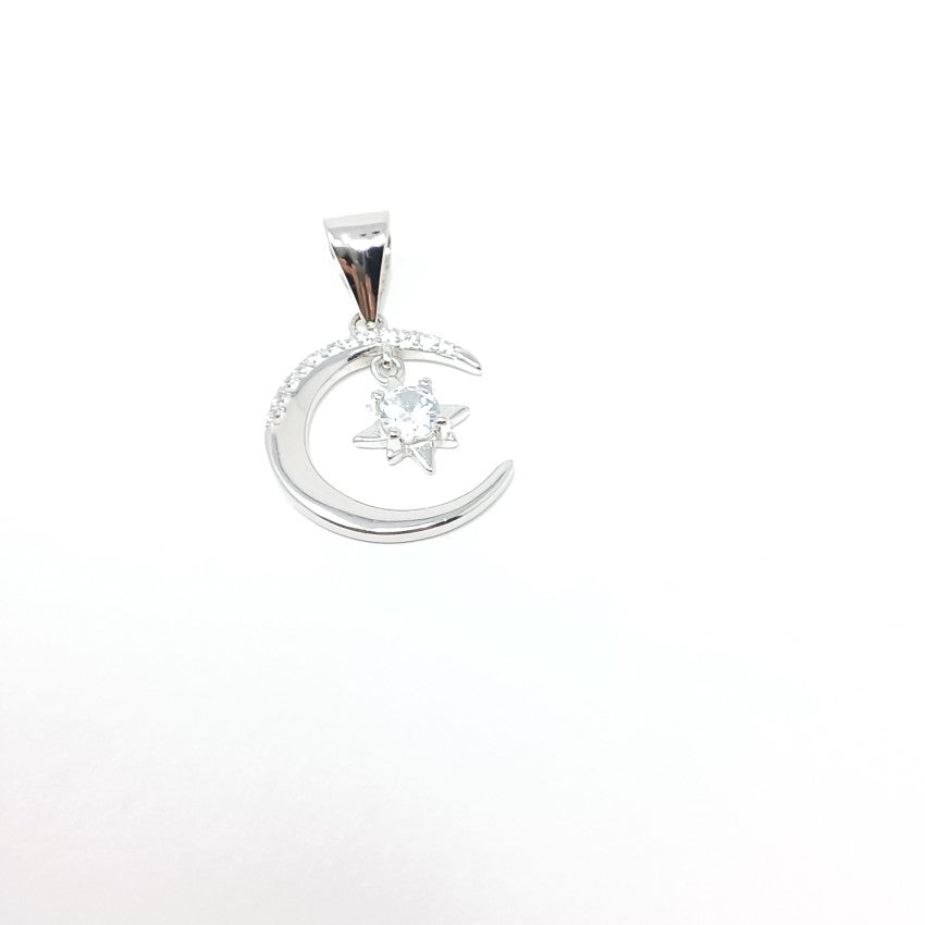 colgante de plata con estrella y Luna - Mooncolors.es