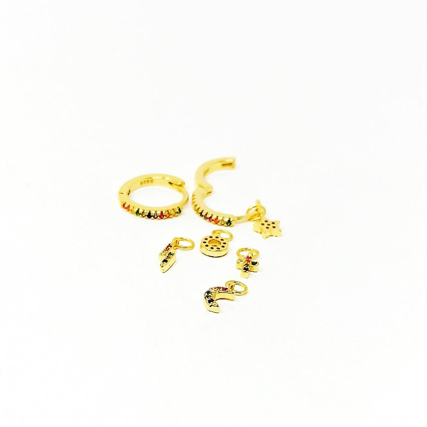 Pendientes de plata charms intercambiables