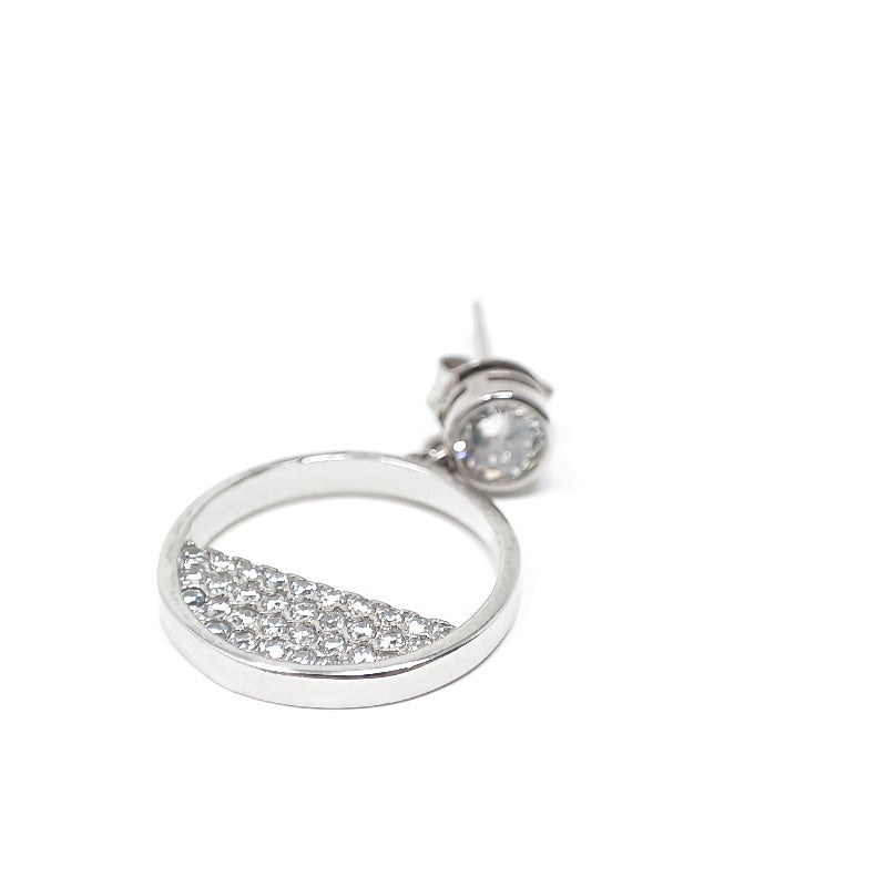 Pendientes de plata circulares con brillantitos pequeños - Mooncolors.es