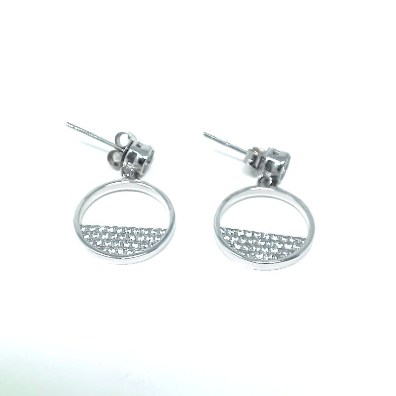 Pendientes de plata circulares con brillantitos pequeños - Mooncolors.es