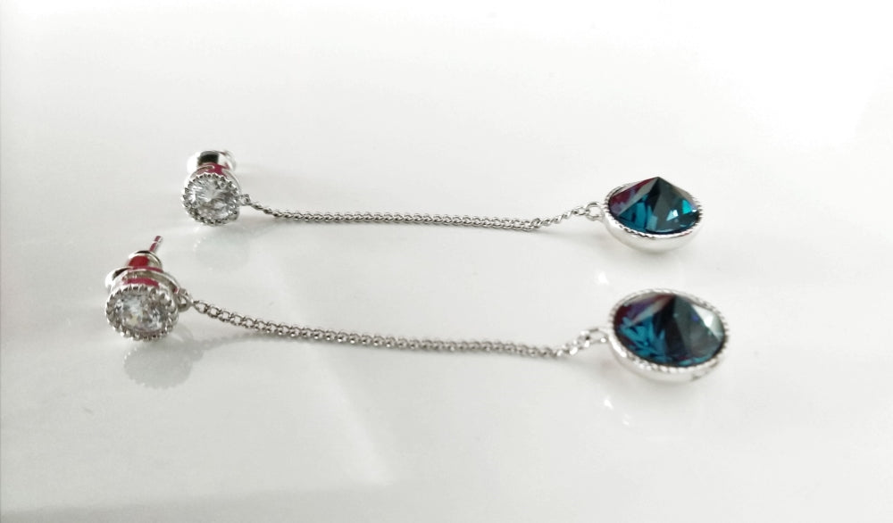 Pendientes de plata y cristal