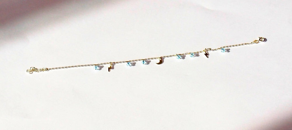 Pulsera de plata para mujer con chatones y bolas de cristal