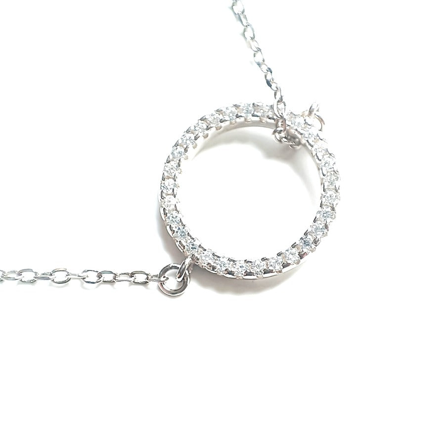 Pulsera de plata con colgante de circulo - Mooncolors.es