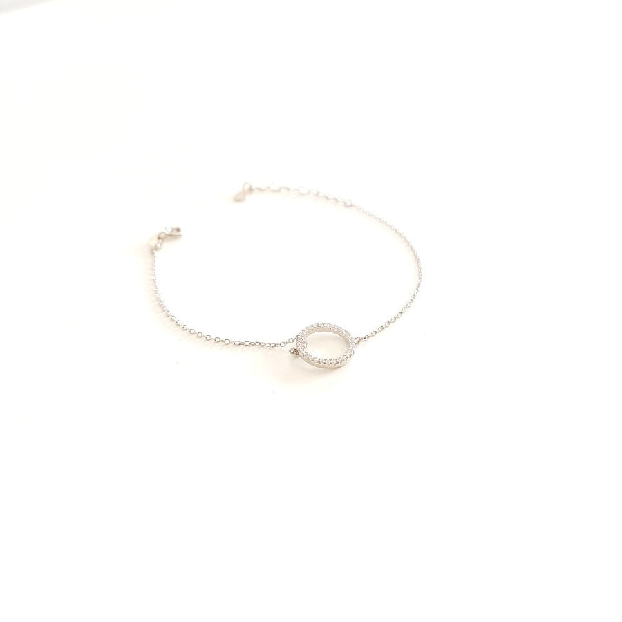 Pulsera de plata con colgante de circulo - Mooncolors.es