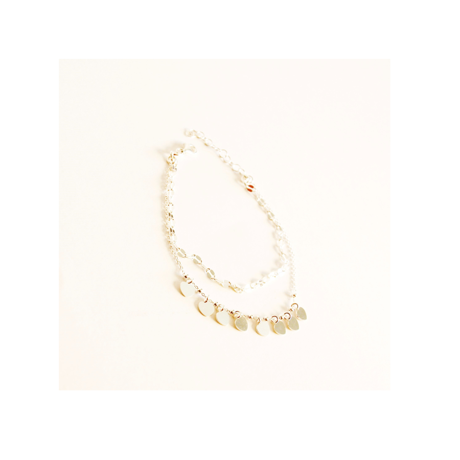 Pulsera de plata con doble cadena