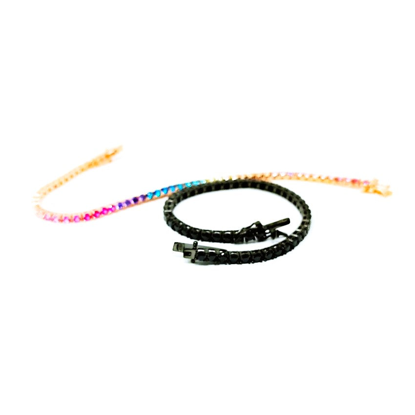 Pulsera de plata riviere con circonitas negras