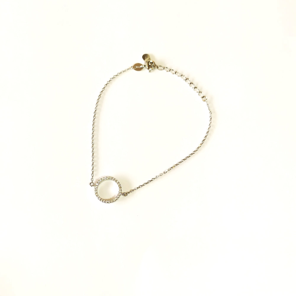 Pulsera de plata con colgante de circulo - Mooncolors.es