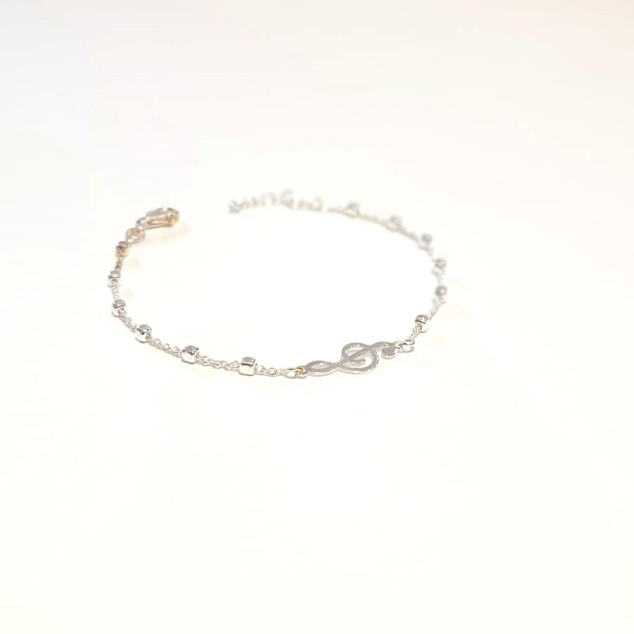 Pulsera plata de mujer con simbolo clave de sol