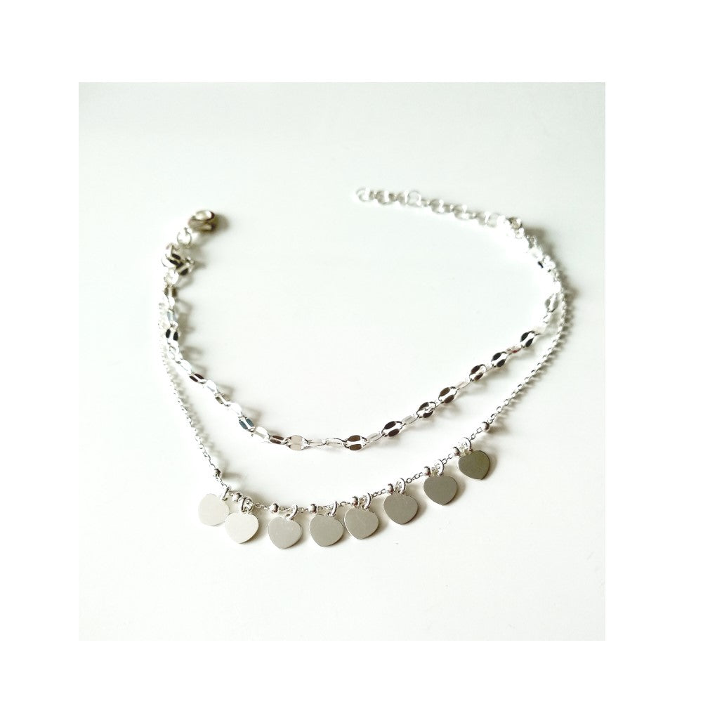 Pulsera de plata con doble cadena