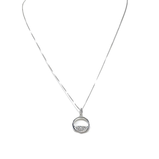 Gargantilla de plata con colgante de círculo con cristalitos - Mooncolors.es