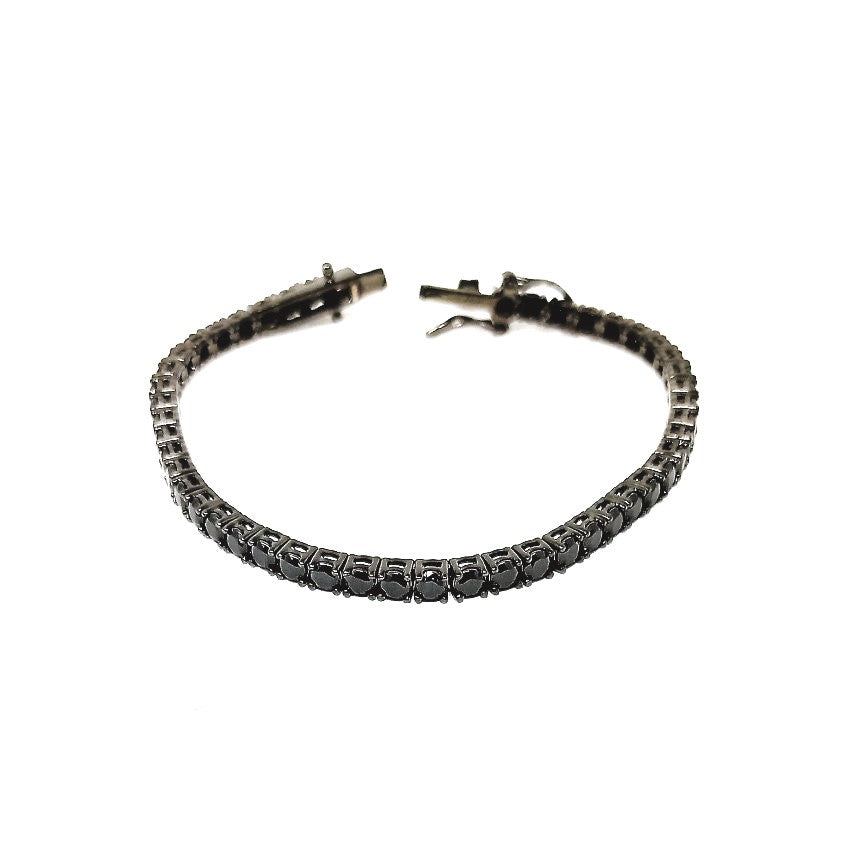 Pulsera de plata riviere con circonitas negras