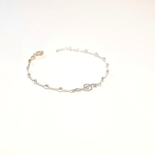 Pulsera plata de mujer con simbolo clave de sol