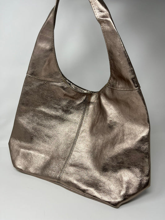 Bolso maxi de piel color bronce - Mooncolors.es